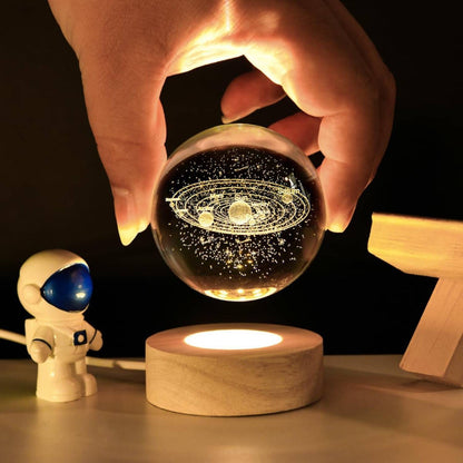 USB 3D Moon Planet Globe Galaxy Night Light LED Crystal Ball Table Lamp Bedside – Compatible with Galaxy