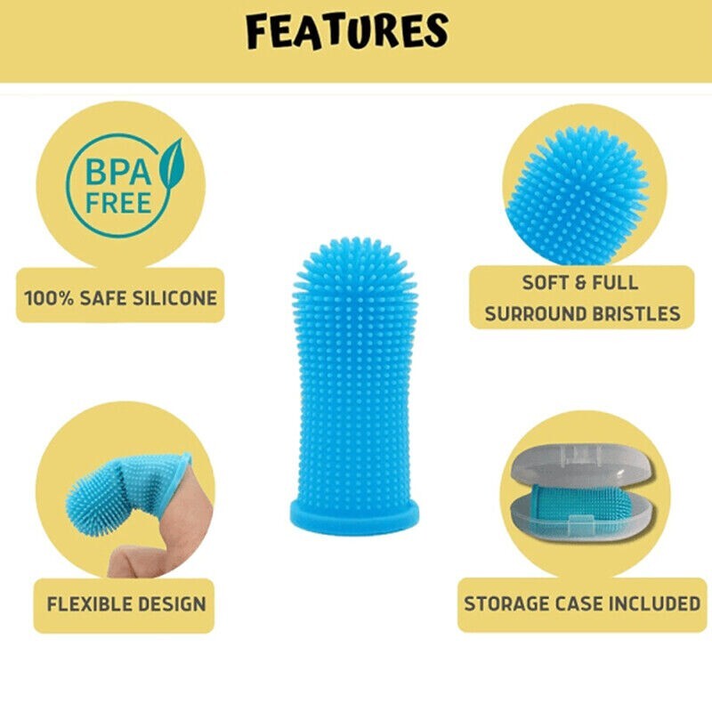 Super Soft Pet Finger Toothbrush Teddy Dog Cat Brush Silicone Teeth Clean NEW