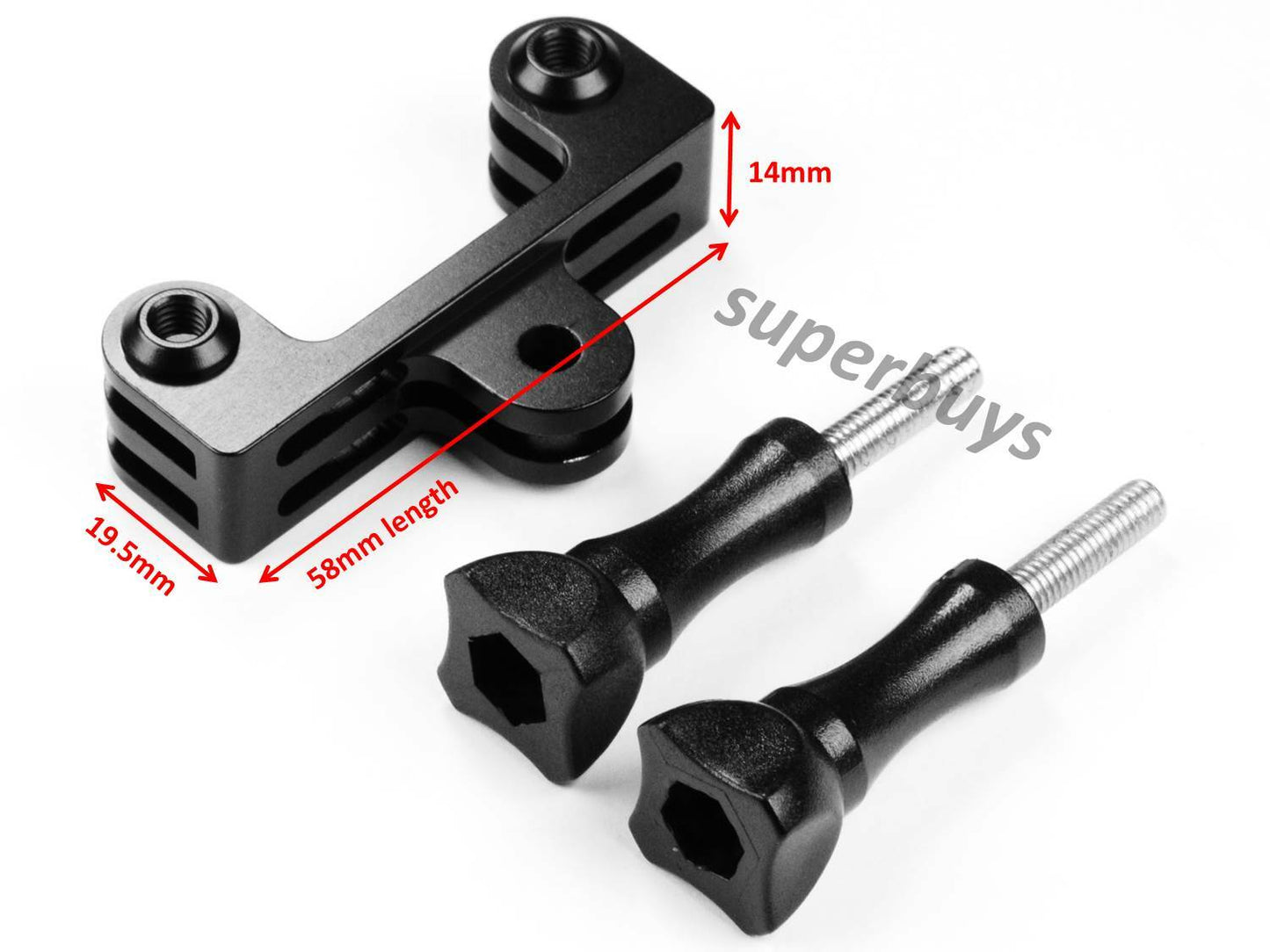Short Aluminium Double Dual Bracket Gopro Action Camera Holder Mount Hero Screws – Compatible with Gopro