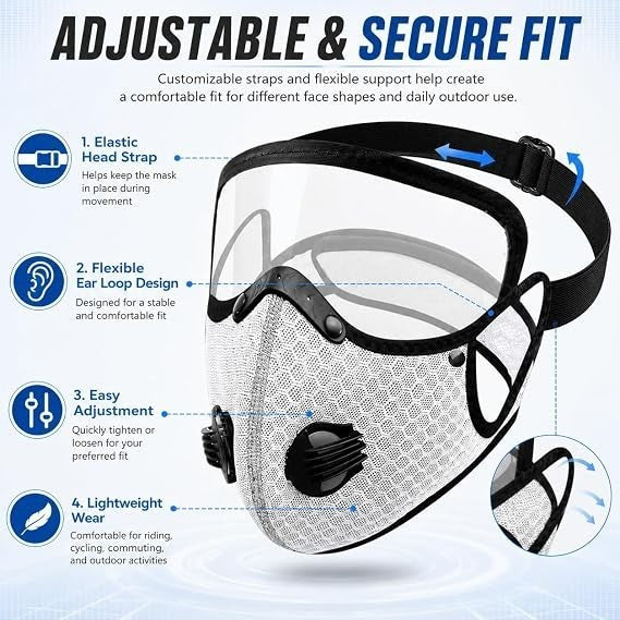 2026 Reusable Carbon Filter Dust Mask with Adjustable Goggles,with 5-LayerFilter