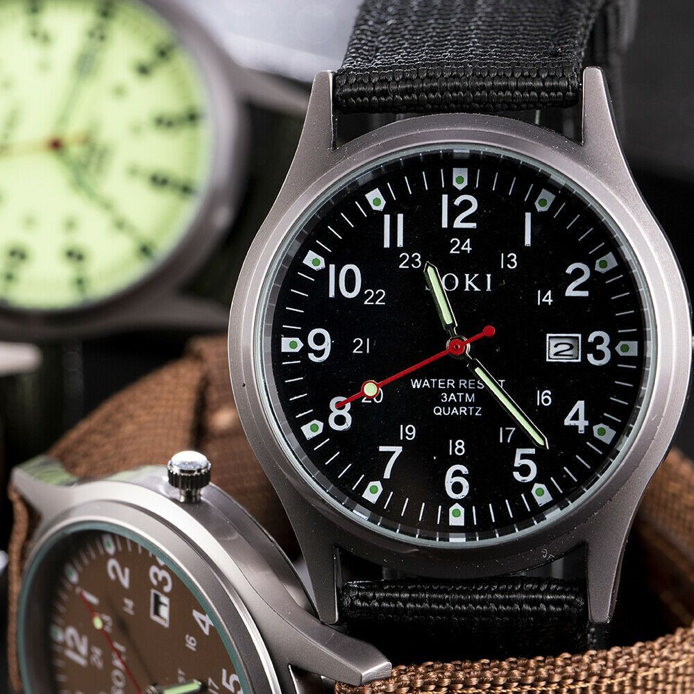 Portable Stainless Steel Fashion Military Sport Men's Wrist Watch Quartz