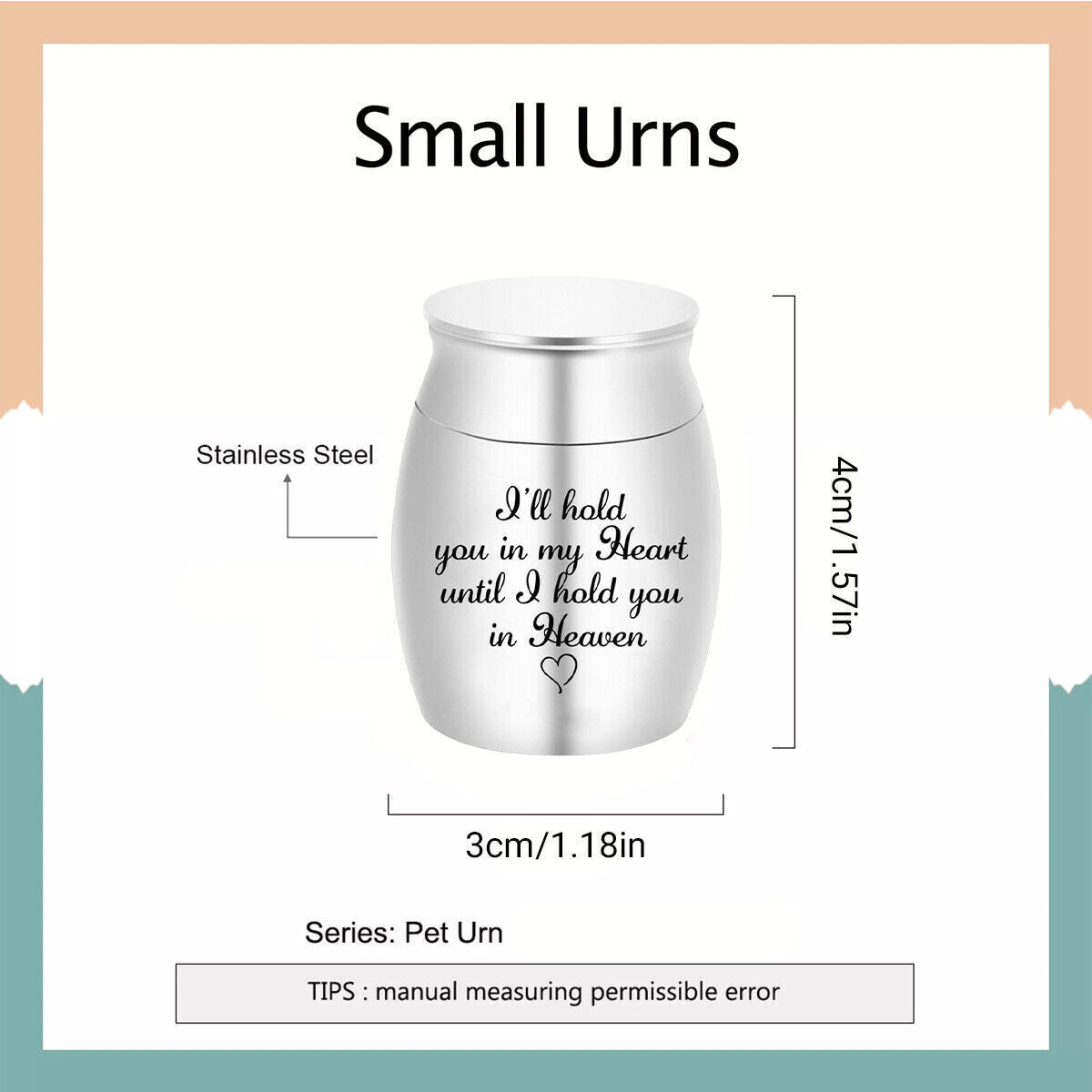Small Pet Memorial Urn Ashes Holder Keepsake Box for Dog Cat Cremation Funeral