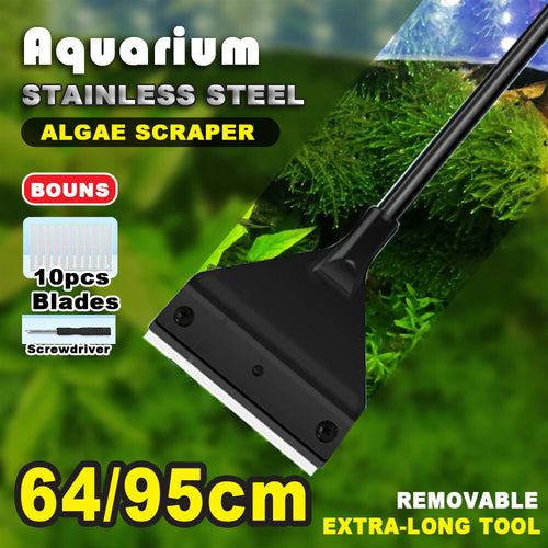 25.6"/35.4" Aquarium Algae Scraper Blade Fish Tank Glass Cleaner Stainless Steel