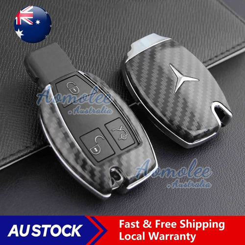 Carbon Fiber Car Key Fob Chain Cover Compatible with Mercedes Benz A/B/C/E/S/G/M/V/CLA/CLS