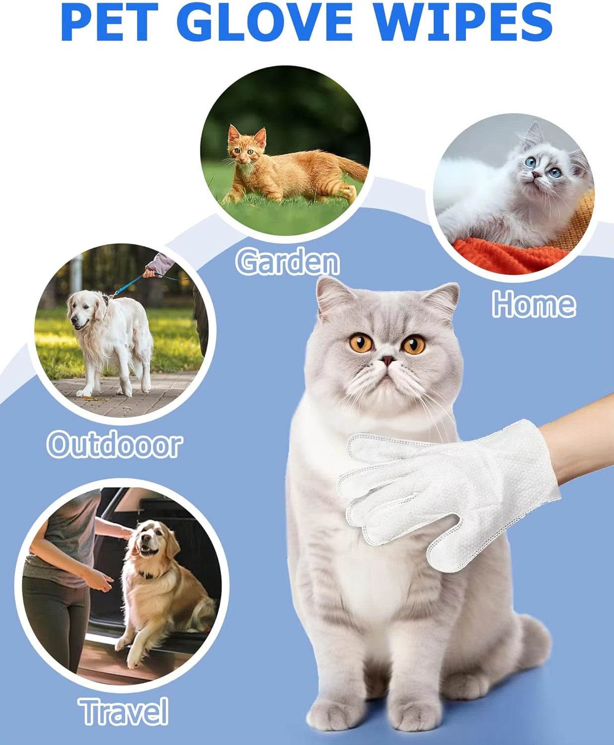 Cleaning Wipes Gloves for Dog and Cat,Pet Bathing Wipes Cleaning & Deodorizing,D