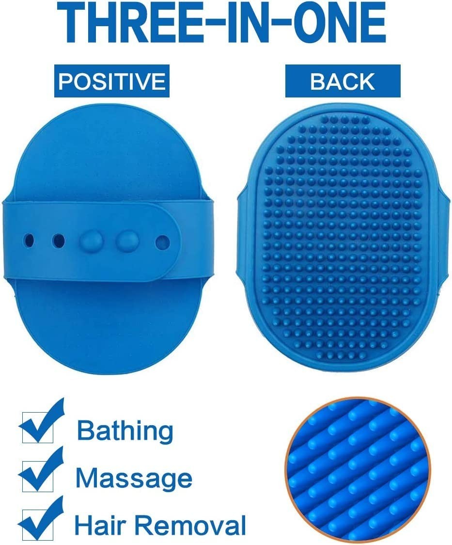 Pet Dog Puppy Bath Brush Flexible Mitt Comb Grooming Brush with Adjustable Strap