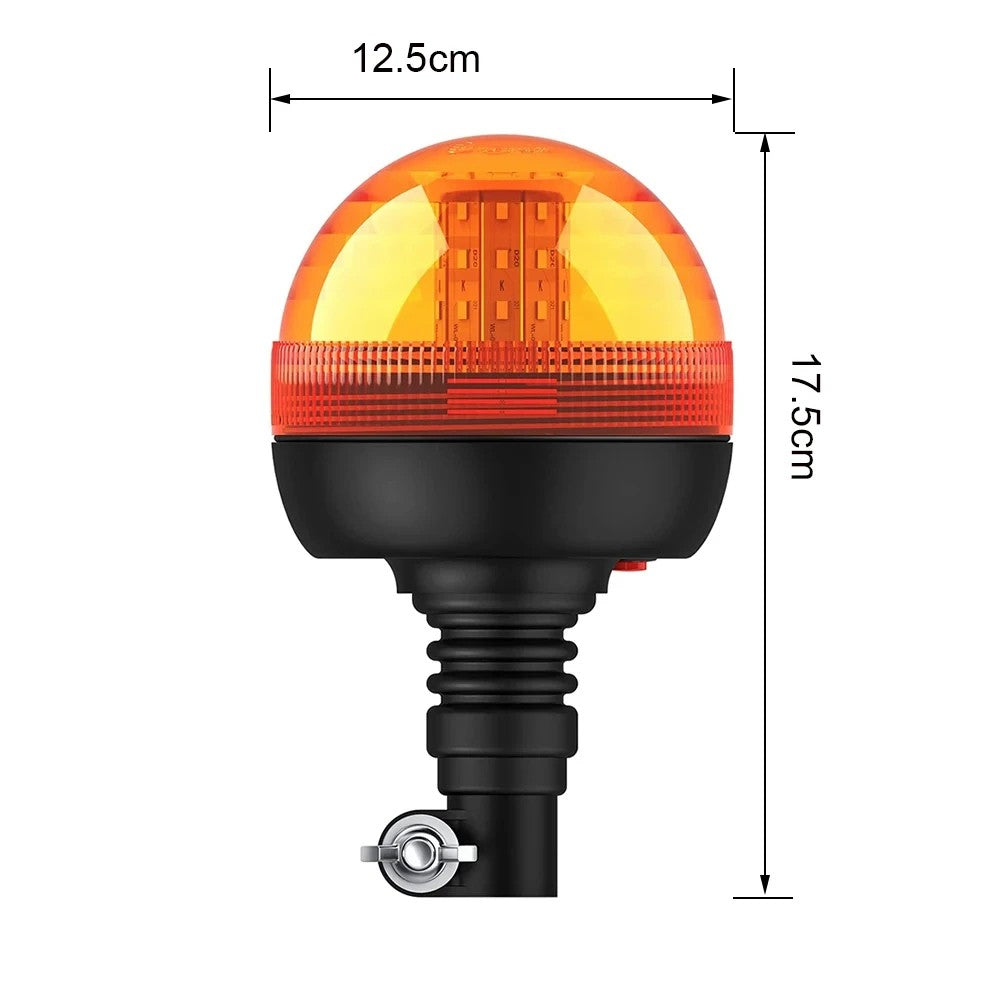 12V 24V LED Amber Flexible Rotating Beacon Warning Strobe Tractor Truck Forklift