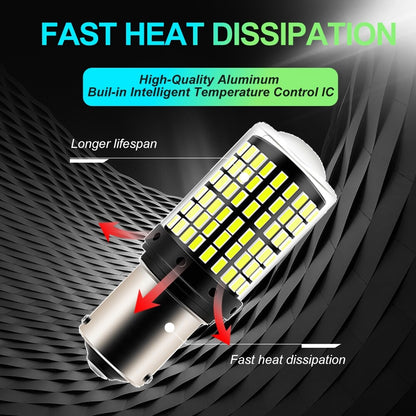 2 x BA15S 1156 12V 2100LM Cool White LED 144SMD 360 degree super Bright (2pcs)