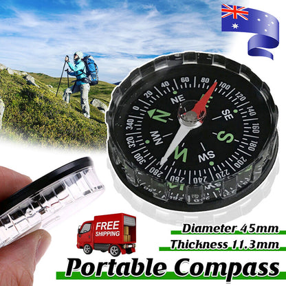 1PCS 45mm Mini Pocket Compass Outdoor Sports Camping Hiking Navigation Black NEW