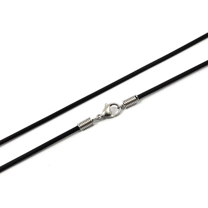 Custom made STAINLESS STEEL 2mm 3mm Silicon RUBBER Choker Cord NECKLACE Coil End