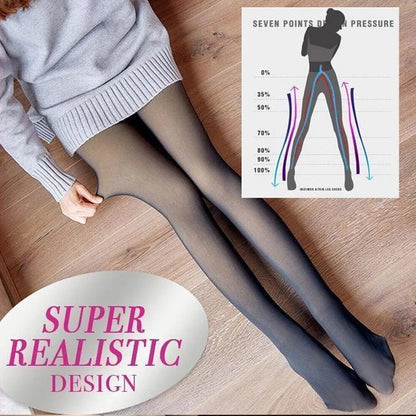 Womens Thermal Lined Translucent Pantyhose Winter Warm Fleece Tights Stockings