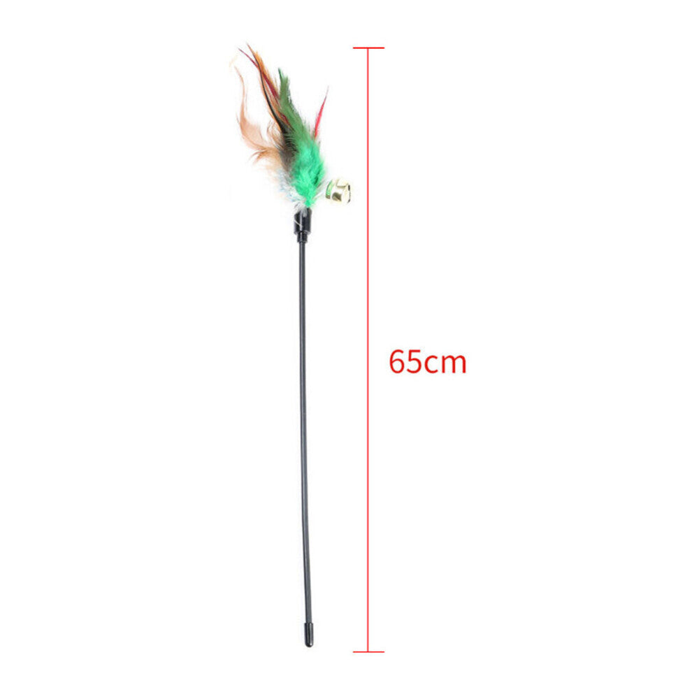 10PCS Kitten Cat Feather Toy Bell Wand Teaser Rod Interactive Play Pet Gift Toys