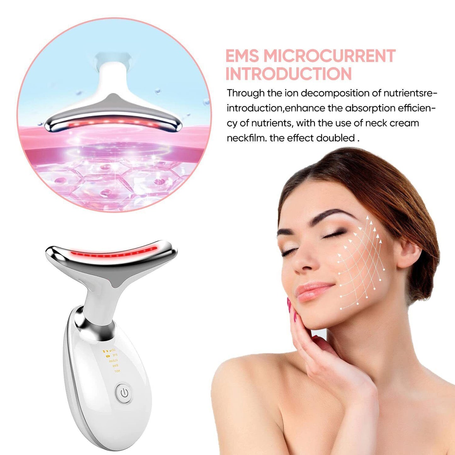 Neck Anti Wrinkle Face Beauty Device Skin Lifting Tighten Rejuvenation Massager