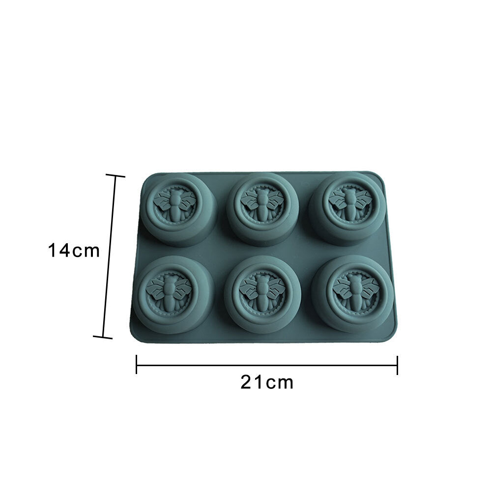 6 Cavity Honey Bee Chocolate Silicone Baking Mould DIY Handmade Soap Candle Mold