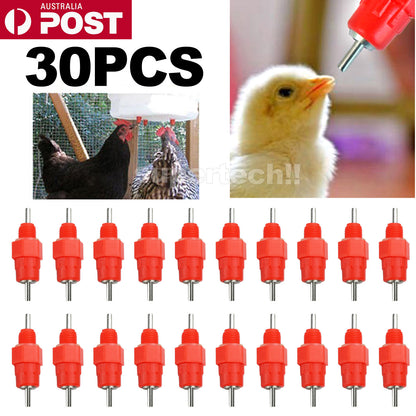 30Pcs Chicken Turkey Water Nipple Drinkers Poultry Duck Hen Bird Drinking Feeder