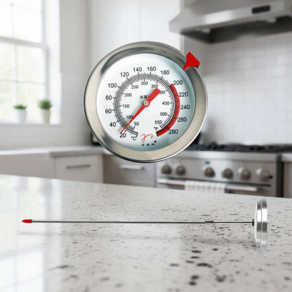 Stainless Steel Candy & Deep Fry Kitchen/Cooking Thermometer Probe with Clip